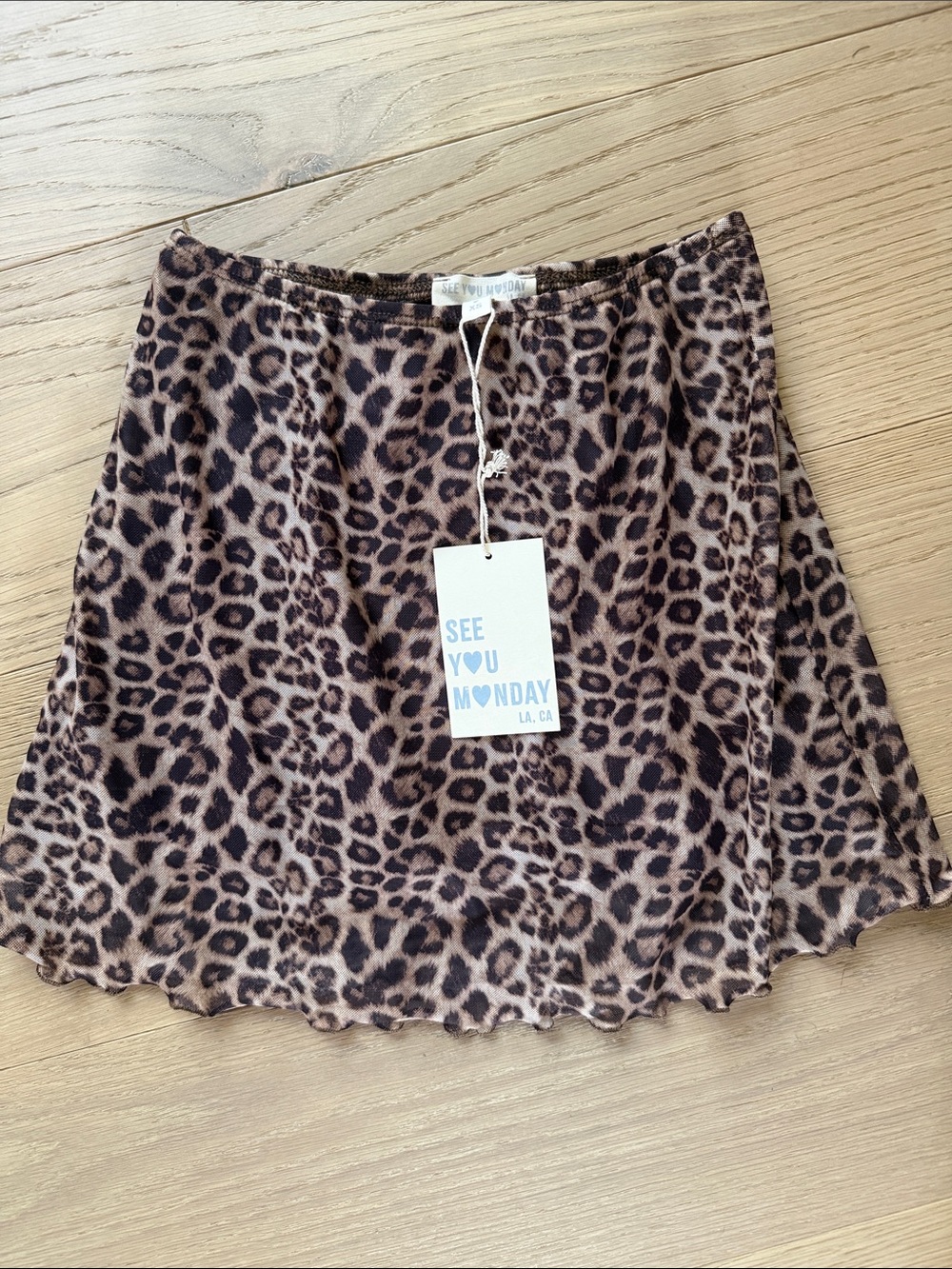 See You Monday Leopard-Print Skirt in Brown